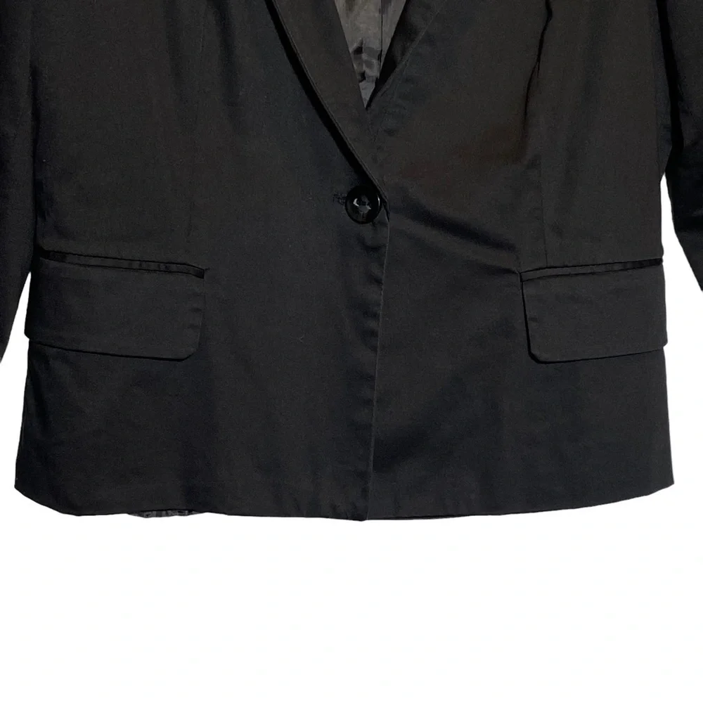 Sandro women's size Large Black Cotton one button lined blazer